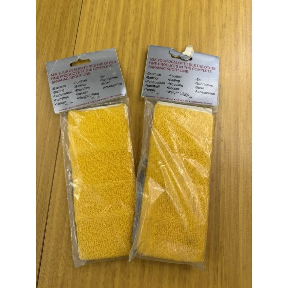Lot Of 2 VINTAGE SARANAC PRO WRISTBANDS Yellow BRAND NEW SEALED